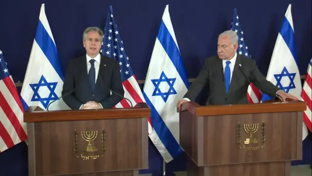 Antony Blinken speaks alongside Benjamin Netanyahu