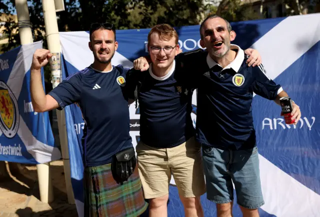 cotland fans gather in Seville before the UEFA Euro 2024 Qualifying Group D match at the Estadio La Cartuja de Sevilla in Seville