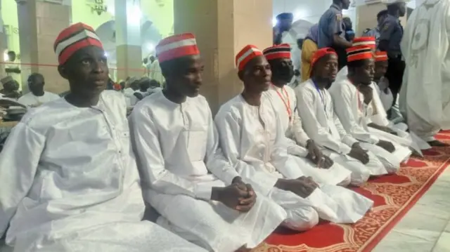 Grooms at the mass wedding in Kano, Nigeria.