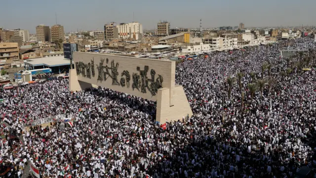 The protest in solidarity with Palestinians in Gaza, in Baghdad