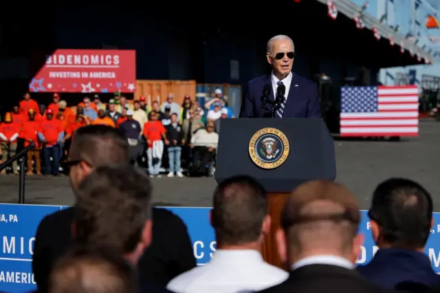 US President Joe Biden making a speech