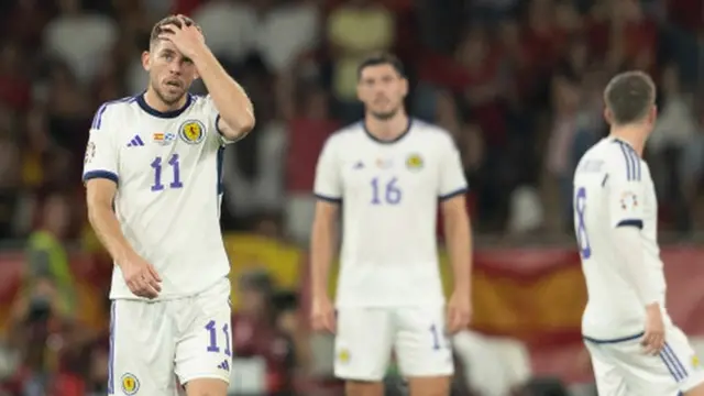 Scotland's Ryan Christie reacts to defeat in Spain