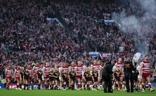 Wigan and Catalans walk out at Old Trafford