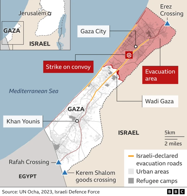 Gaza evacuation map