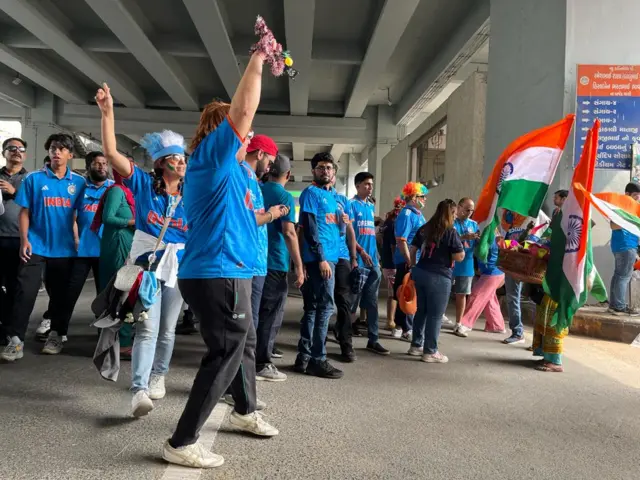 Fans near the stadium