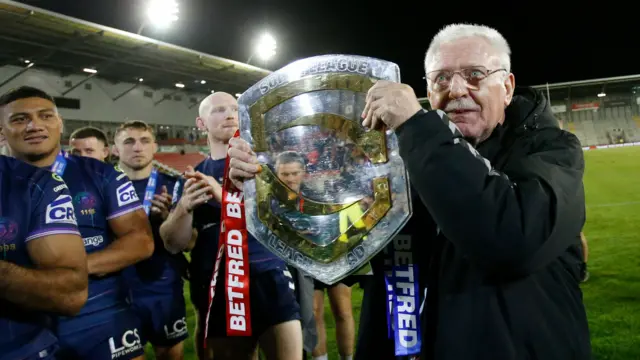 Ian Lenagan with the League Leaders' Shield