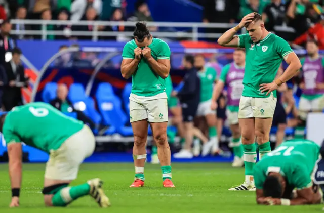 Ireland players dejected at full-time