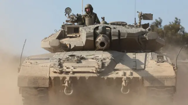 Israeli soldier in a tank