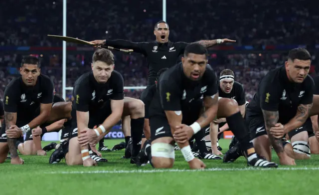 New Zealand perform the Haka before the game