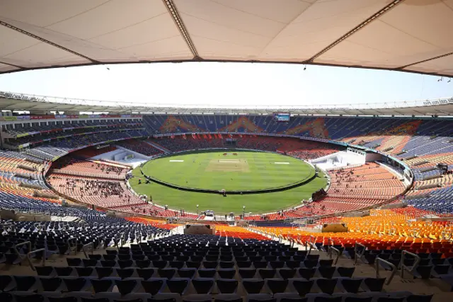 A general view of the Narendra Modi Stadium on 10 March 2023 in Ahmedabad, India