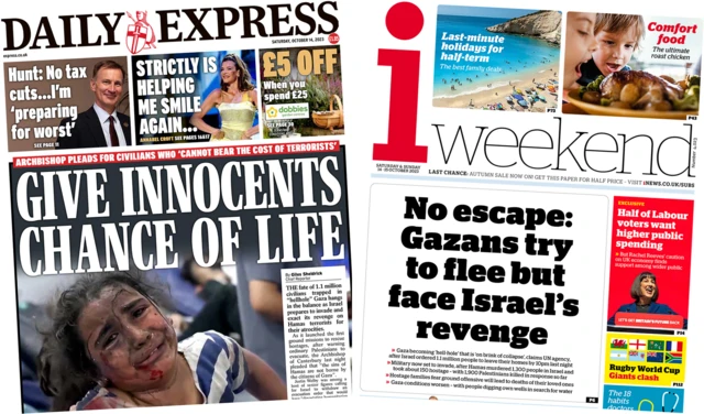 The front pages of the Express and the i