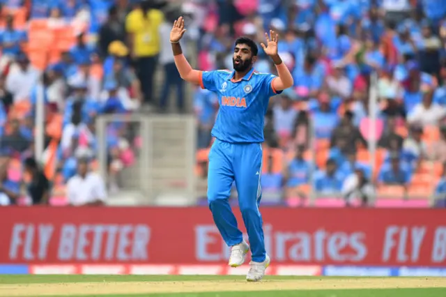 Jasprit Bumrah reacts