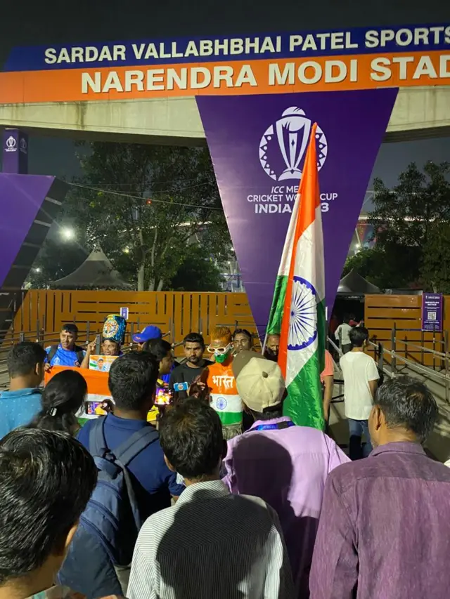 Fans outside the stadium on Friday night