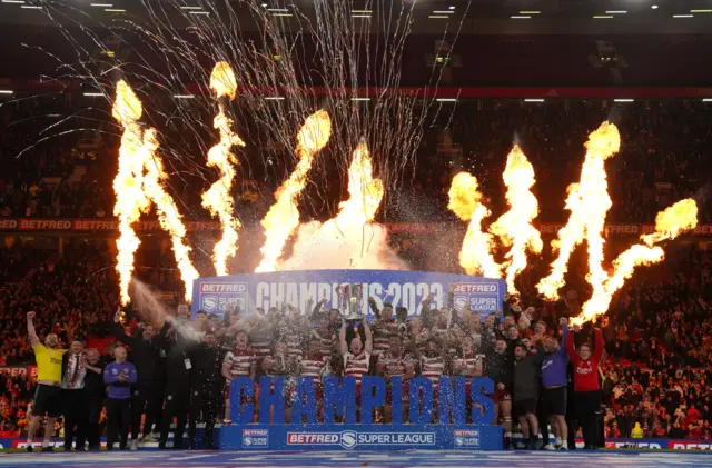 Wigan lift the Super League trophy