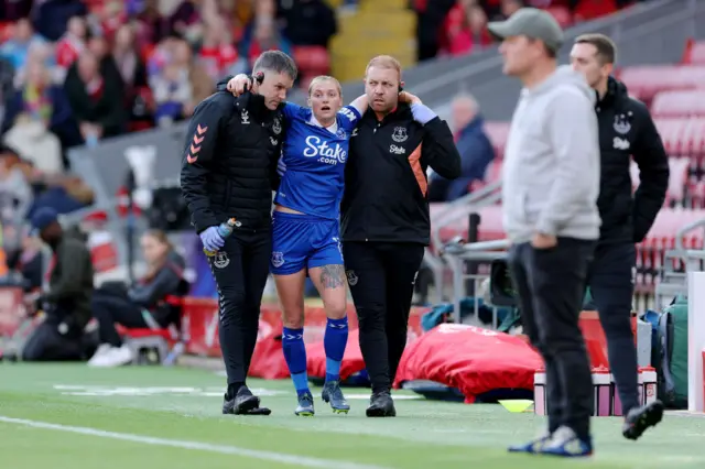 Lucy Hope of Everton leaves the pitch