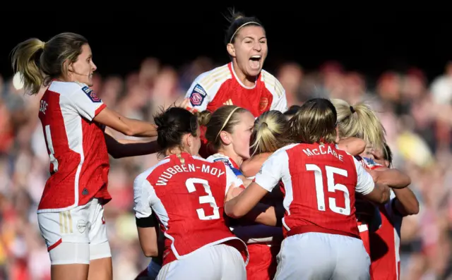 Arsenal players celebrate