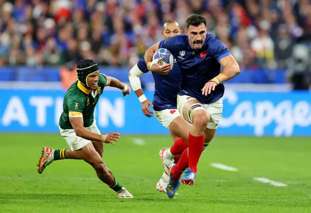 Charles Ollivon of France breaks with the ball