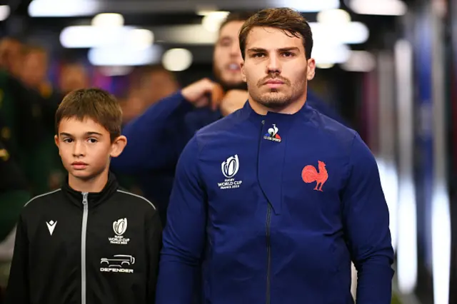 Antoine Dupont of France looks on