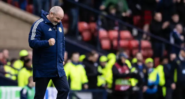 Steve Clarke celebrating at Hampden