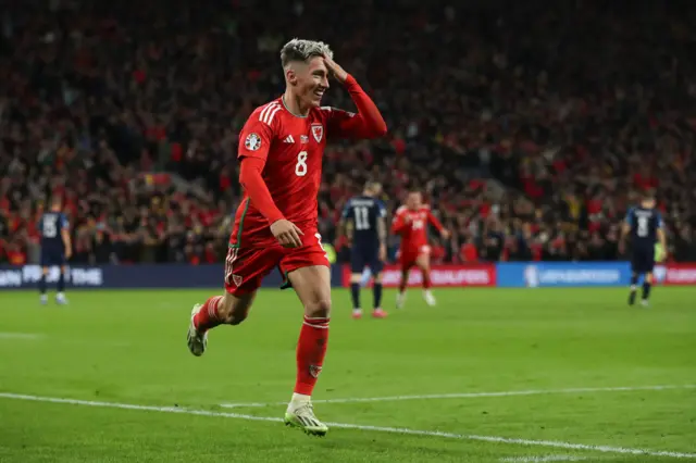 Harry Wilson celebrates