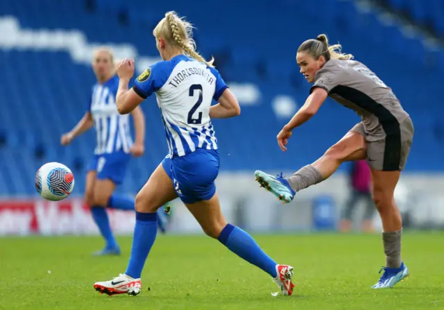 Grace Clinton scores the team's second goal