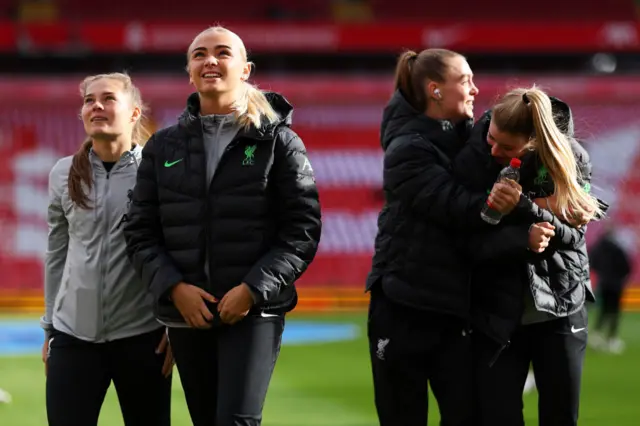 Liverpool players at Anfield