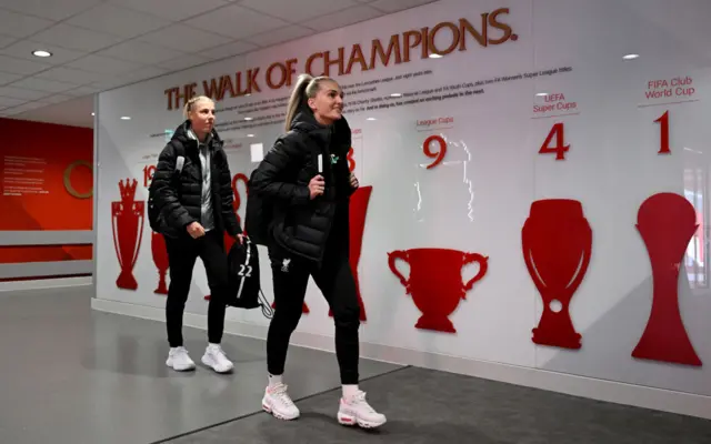 Liverpool players arrive at Anfield