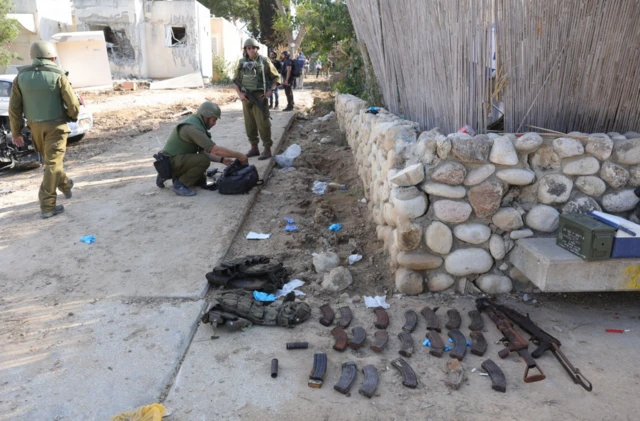 Weapons included, hand grenades, flares, anti personnel and anti tank weapons as well as improvised explosive devices. There were also hundreds of rocket propelled grenades on display.