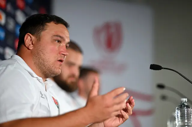 Jamie George speaking in a press conference