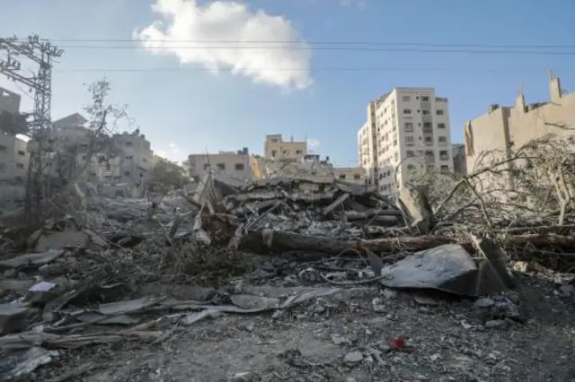 Destroyed houses on the Gaza Strip following missile strikes from Israel