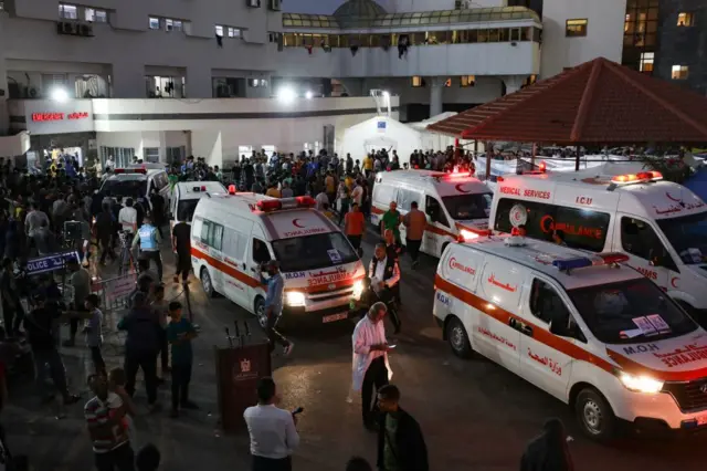 The scene outside Al-Shifa hospital in Gaza city