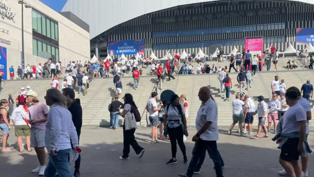 England fans on the steps in front of Stade Velodrome