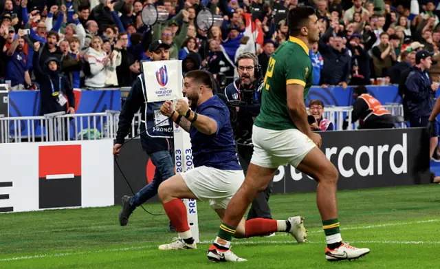 Cyril Baille of Team France celebrates scoring