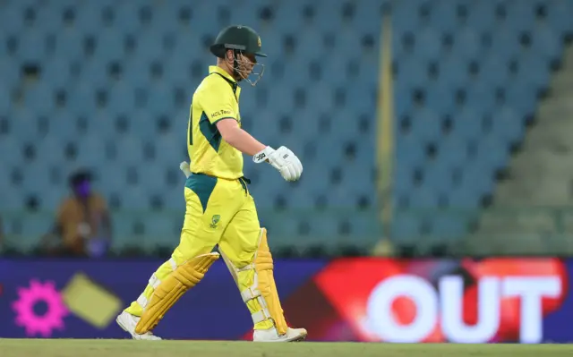 David Warner walks off after being dismissed