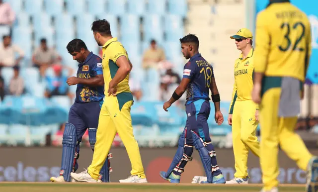 Kusal Perera moves away after being hit by a Marcus Stoinis bouncer