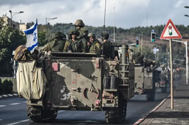 Israeli soldiers seen near the Lebanon border on Sunday