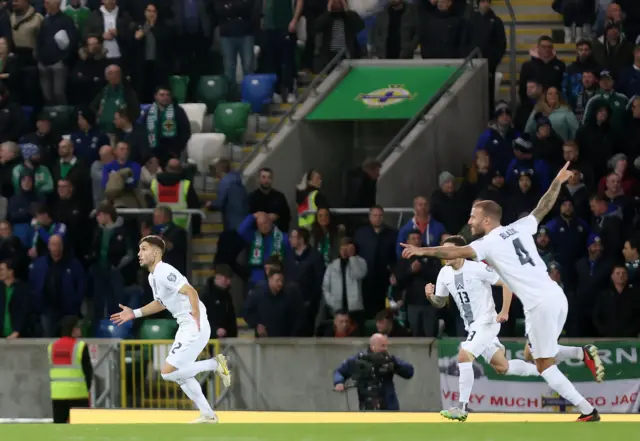 Cerin celebrates scoring a goal