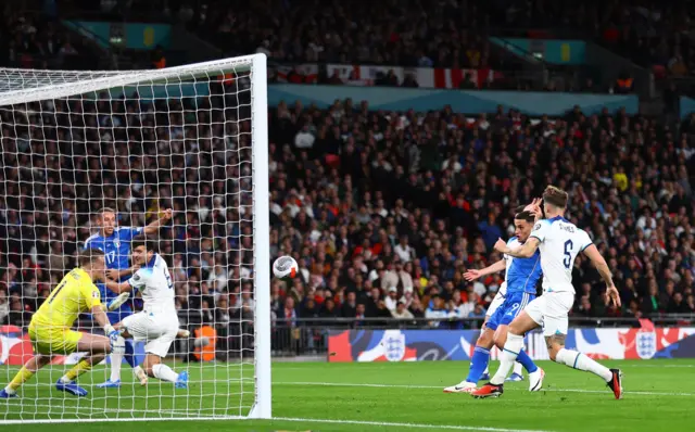 Scamacca shoots and scores for England.