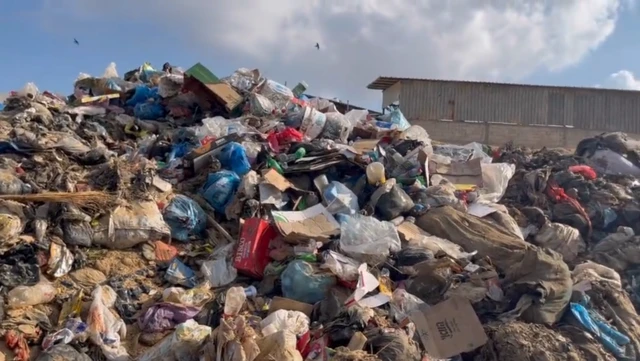 Mountains of garbage are collected by volunteers at points inside cities and villages