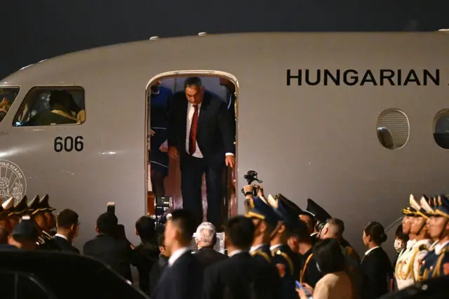 Hungarian Prime Minister Viktor Orban arrives at Beijing on 15 October