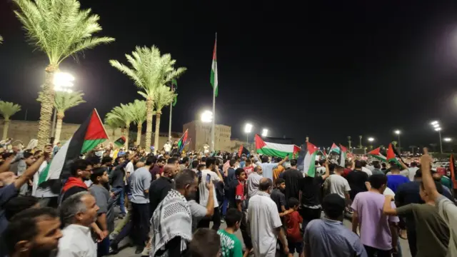 Protesters at Martyrs' Square in Tripoli, Libya