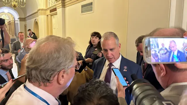 Florida Republican congressman Mario Diaz-Balart speaking to reporters