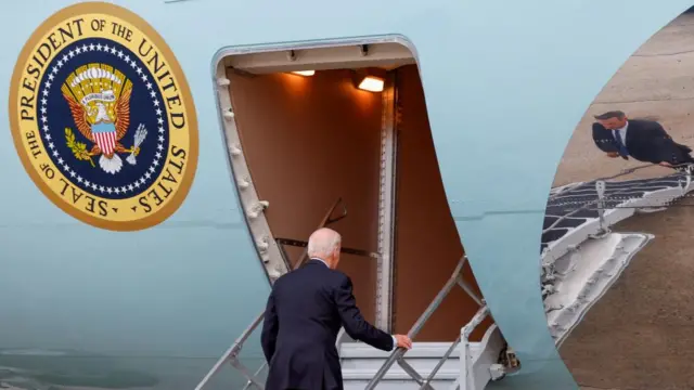 U.S. President Joe Biden boards Air Force One as he departs Joint Base Andrews for a high-stakes visit to Israel, in Maryland, U.S.,