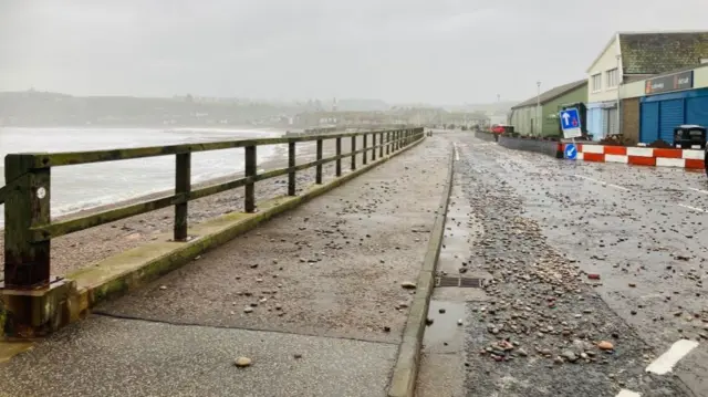 Debris at Stonehaven seafront