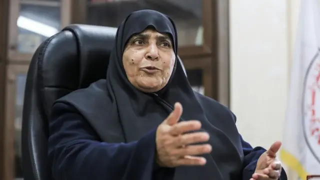 Jamila al-Shanti, became the first woman to be elected to Hamas' political bureau member, speaks during an exclusive interview in Gaza City, Gaza on March 24, 2021.