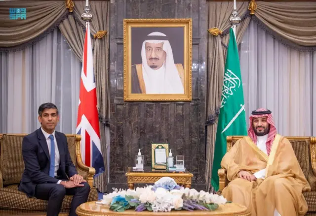 British Prime Minister Rishi Sunak meets Saudi Crown Prince, Mohammed bin Salman in Riyadh