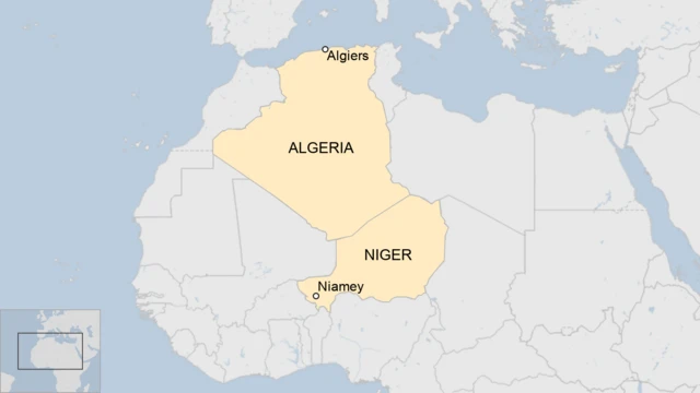 A map of Algeria and Niger.