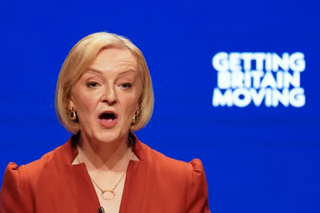 Liz Truss speaking at Conservative Party conference in 2022