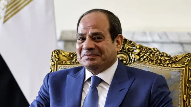 Egypt's President Abdul Fattah al-Sisi looks on during a meeting with the French foreign minister in Cairo on September 14, 2023.