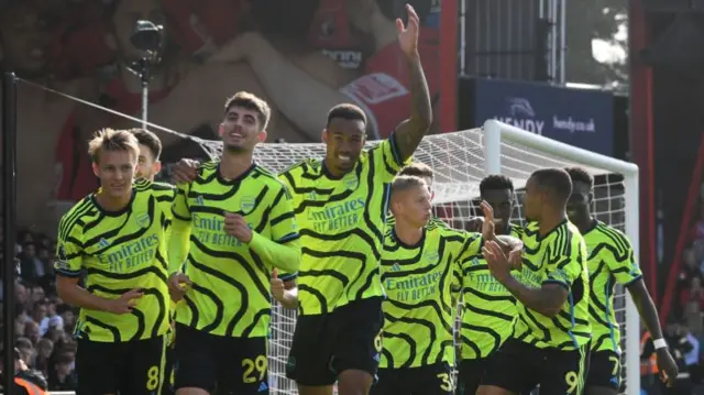 Kai Havertz celebrates with Arsenal team-mates